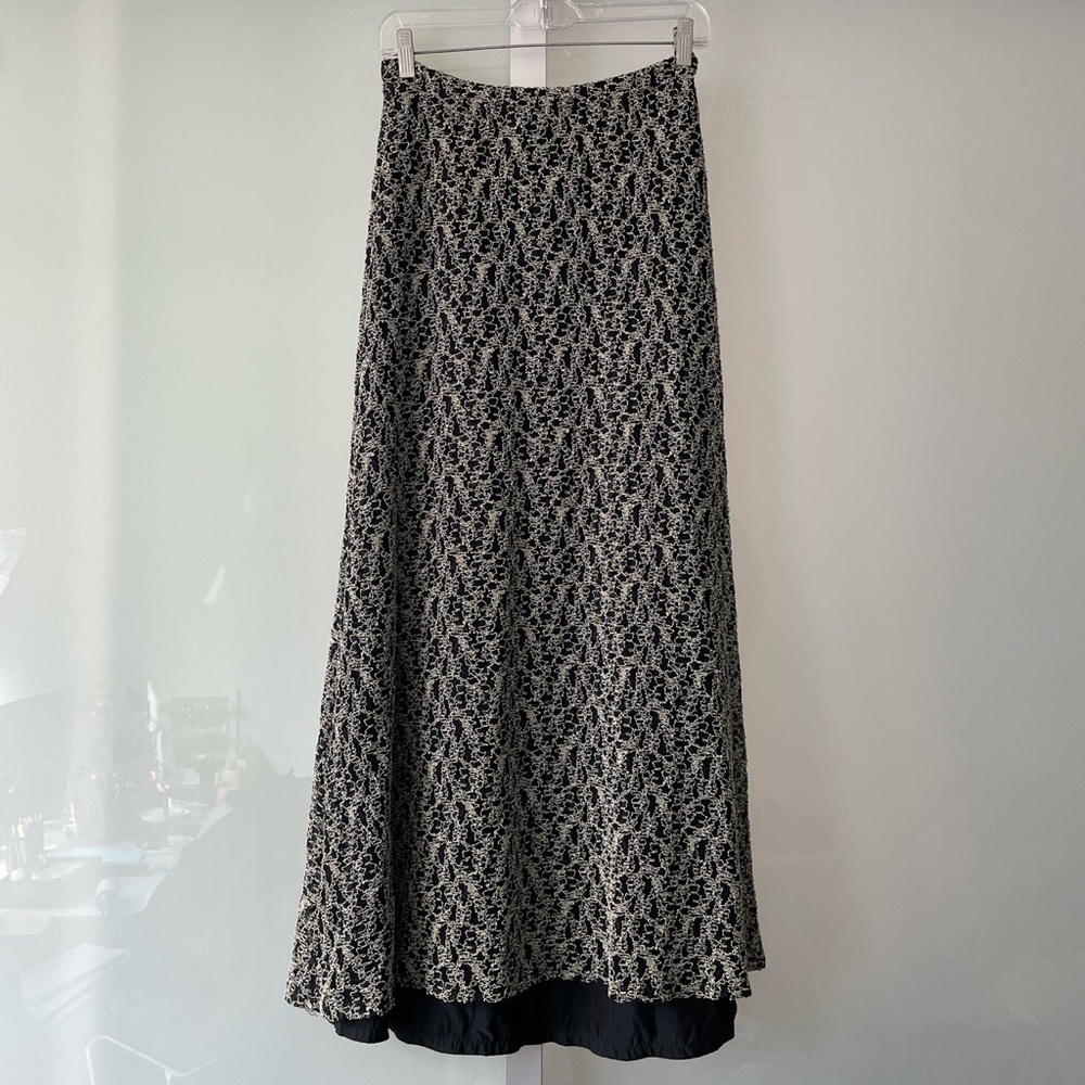 Vintage 1990s Zita Harper long maxi floral mesh A-line skirt with black lining